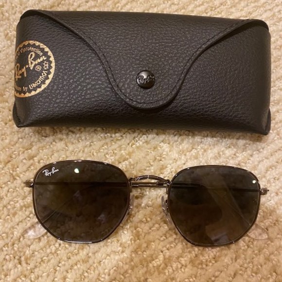 Ray-Ban Accessories - Ray-Ban RB3548N Hexagonal Flat Lenses Sunglasses with Grey Frame Grey-Blue Lens